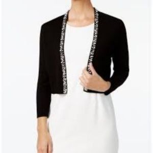 Calvin Klein Black Bolero Sweater w Pearl Edging